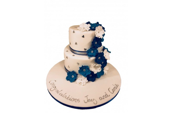 Sugar Flower and Hearts Tiered Cake